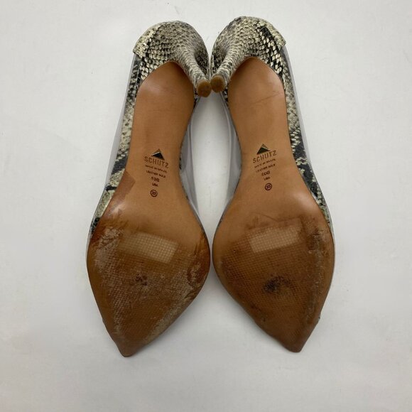 SCHUTZ Cendi Snake Print & Clear Pumps Size 10 - Picture 7 of 8